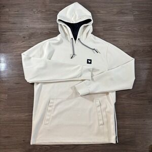 Bad Birdie Men's Pullover Hoodie Medium Cream White Golf Performance Sweatshirt